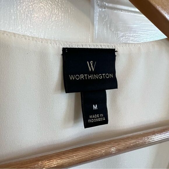 Worthington Pink and White Sleeveless Tank Top with Graphic Asymmetrical Design - Picture 3 of 5